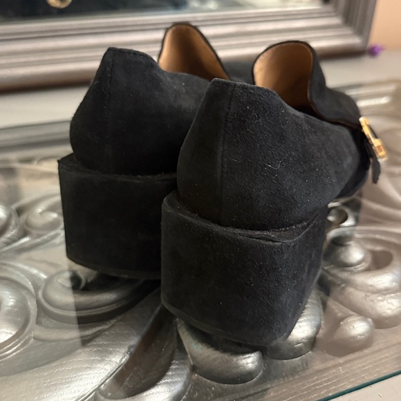 Tory Burch 10.5 Tess Suede Block Heel Black Leather Loafers Pumps - Picture 11 of 11